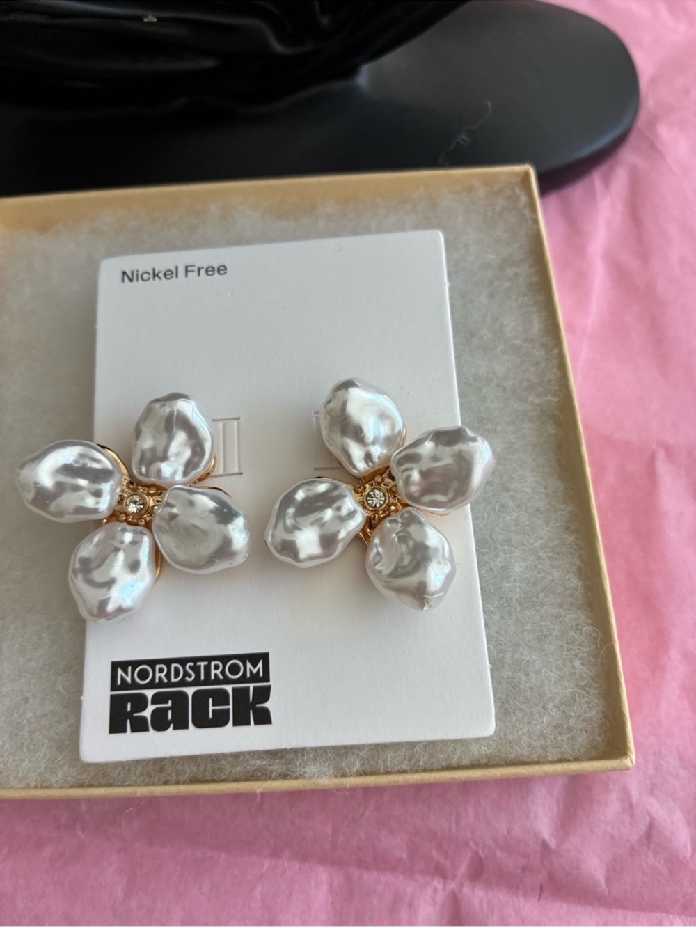 Nordstrom Gold-Tone Floral Pearl-Effect Stud Earrings